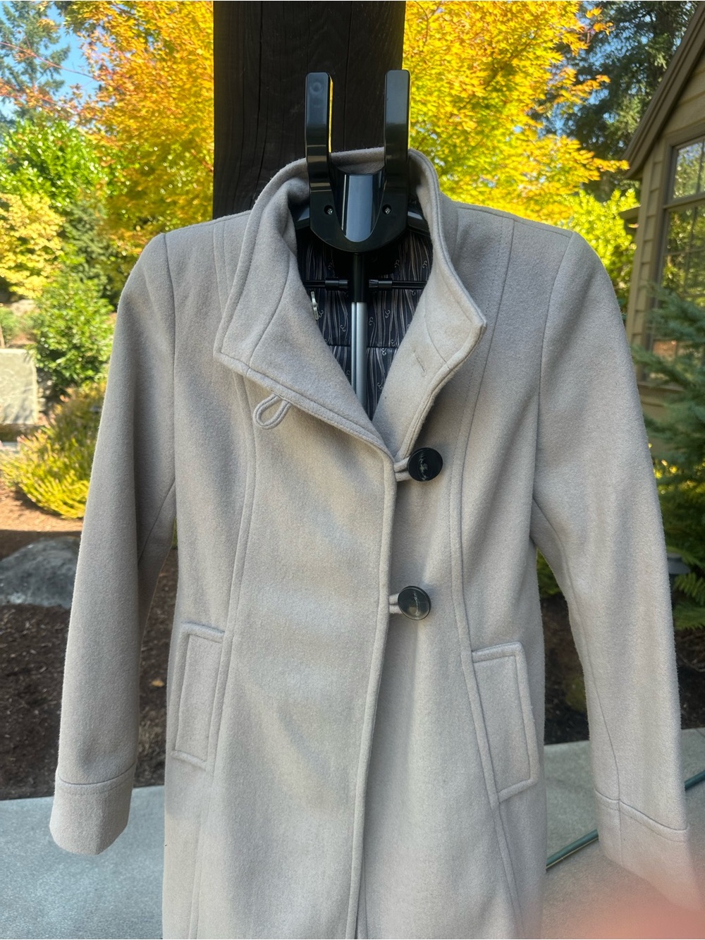 Mossimo Supply Co. Tan Single-Breasted Wool-Blend Trench Coat